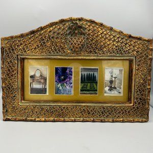 Dezine Pineapple Panoramic Picture Frame 14" x 9.5" Bronze Hand Painted VTG Y2K